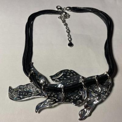 Vintage Dune & Willow Holographic Metallic Enameled Fish Necklace 16+ Adjustable as Pictured.