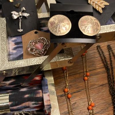 Vintage Costume Jewelry Collection - 22 Pieces Including Signed Brooches, Necklaces & Earrings + Unique Folding Book-Style Jewelry Box