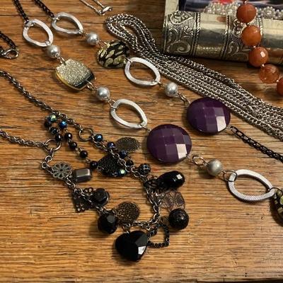 Vintage Costume Jewelry Collection - 22 Pieces Including Signed Brooches, Necklaces & Earrings + Unique Folding Book-Style Jewelry Box