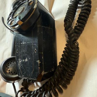 Vintage Black Rotary Style Wall Phone Preowned from an Estate as Pictured.