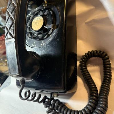 Vintage Black Western Electric Bell System Rotary Wall Phone Preowned from an Estate as Pictured.