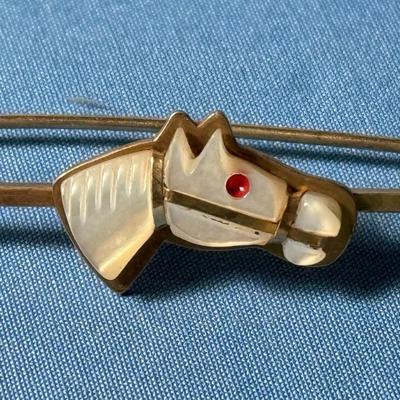 Vintage/Antique "Horse Head" 3" Mother of Pearl Horse Blanket Safety Pin in Good Preowned Condition.