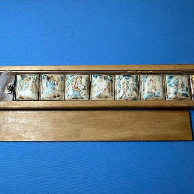 Vintage Hand Painted Asian Storyteller Bovine 7.5” Sterling Bracelet in Good Preowned Condition. (Some of the Paint Scenes are very Weak).