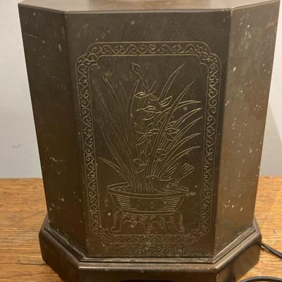 Hollywood Regency Chinoiserie Brass Tea Caddy Table Lamp Base - 24" Tall