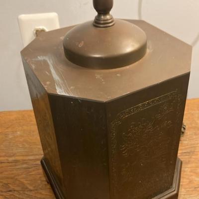 Hollywood Regency Chinoiserie Brass Tea Caddy Table Lamp Base - 24" Tall
