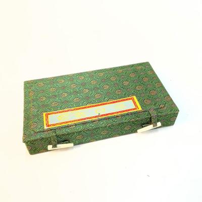 327 Vintage Japanese Calligraphy Set Green Silk Box