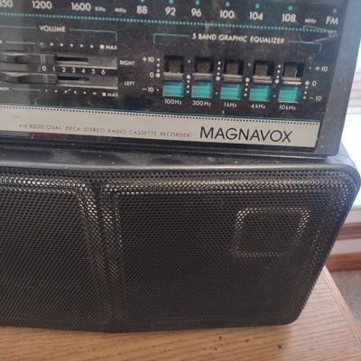 MAGNAVOX PORTABLE STEREO & CASSETTE PLAYER PLUS AN OAK TV STAND