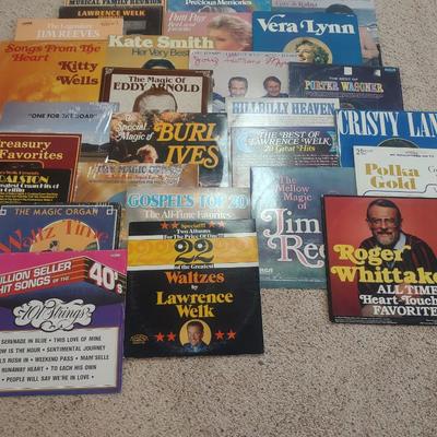 VARIETY OF MUSIC ON VINYL RECORD ALBUMS AND A LAWRENCE WELK METAL TRAY