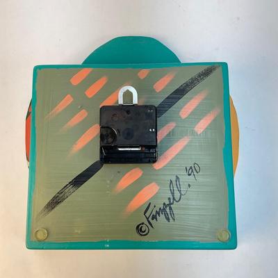 569 Handpainted Fish Clock and Ivan Barnett Pins in Shadow Box