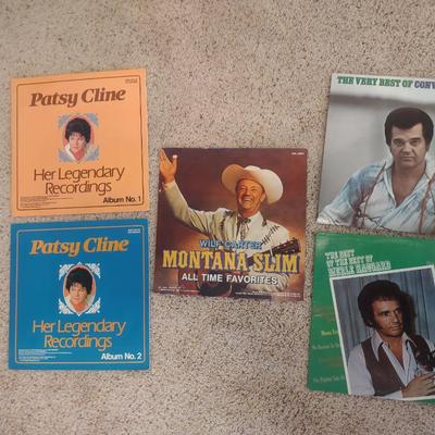 PATSY CLINE, CONWAY TWEEDY, MERLE HAGGARD AND MONTANA SLIM ON VINYL RECORDS