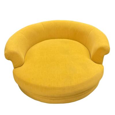 576 Large Round Yellow Upholstered Lounge Sofa