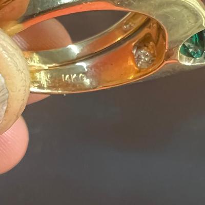Sale Photo Thumbnail #166: Green Ring 14 K, red ring 10 K, Size 8.75, 12.25 g