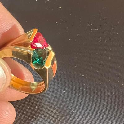 Sale Photo Thumbnail #167: Green Ring 14 K, red ring 10 K, Size 8.75, 12.25 g