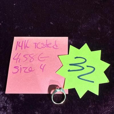 Sale Photo Thumbnail #181: 32-14k stamped and tested size 4 women’s ring – 4.58 g