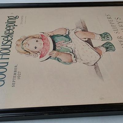 Vintage Good Housekeeping September 1927 Cover Print – “Silver Slippers” Child Illustration – Framed Wall Art