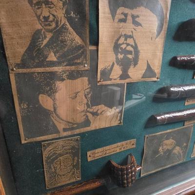 Vintage Mid-Century Cigar & Pipe Memorabilia Shadow Box Display | Half Corona Robusto Cordoba Cigars | Sherlock Holmes Labels | Corn...