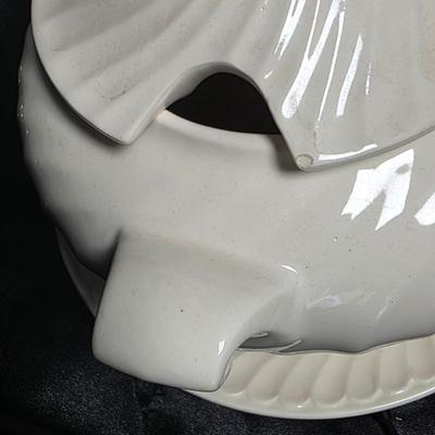 Vintage Himark Japan White Swirl Ceramic Soup Tureen with Lid & Underplate