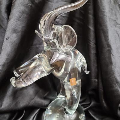 Vintage Licio Zanetti Murano Art Glass Elephant Sculpture - 16" Italian Clear Glass Figurine with Controlled Bubbles