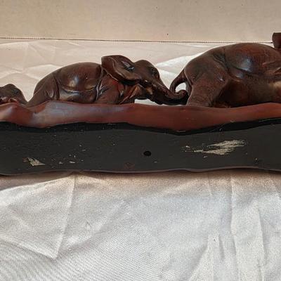 Vintage Elephant Family Resin Sculpture Figurine Decorative Tabletop Statue