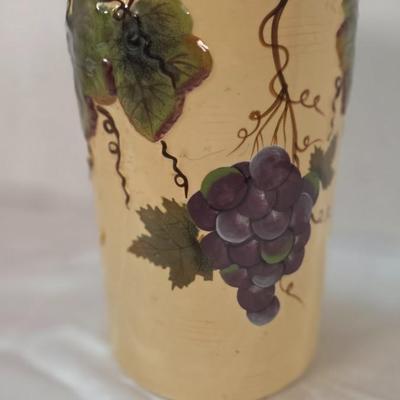 Pacific Rim Grape Wine Cooler / Utensil Holder – Hand-Painted Vintage Ceramic Sonoma Collection
