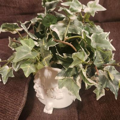 Fake Plant w/ White Pot