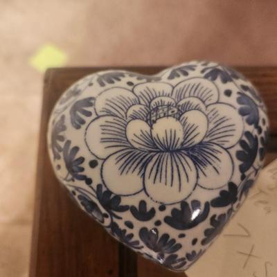 Blue China Heart Candy Dish