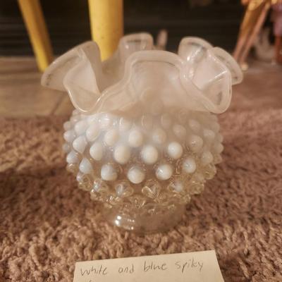 Fenton White and Blue Vase