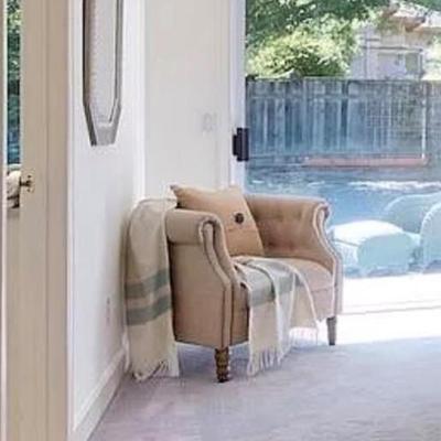 Sale Photo Thumbnail #13: -Gray French linen chair 