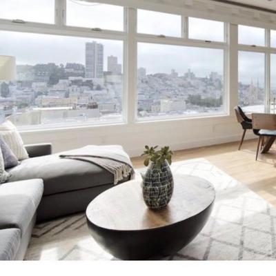 Sale Photo Thumbnail #31: -Modern drum coffee table 38” diameter metal and wood 