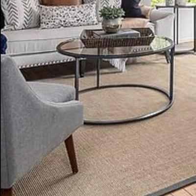 Sale Photo Thumbnail #32: Round glass coffee table 38”  (QTY 3)