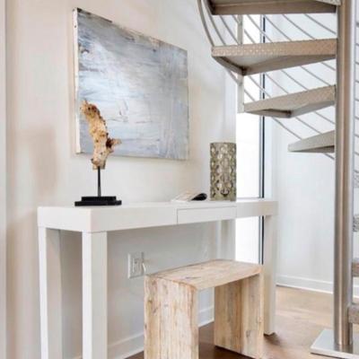 Sale Photo Thumbnail #105:   rustic washed wood stool (qty 2)