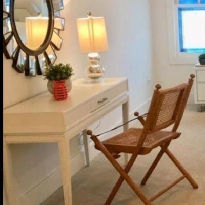 Sale Photo Thumbnail #116: -Desk white transitional
-Wicker chair 