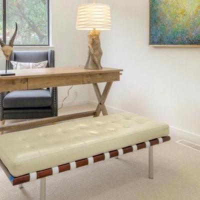 Sale Photo Thumbnail #120: -Driftwood tone cross leg desk