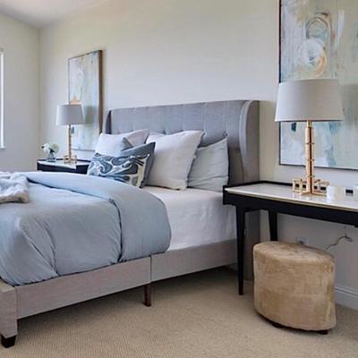 Sale Photo Thumbnail #125: TWO Black tapered leg desks with marble top/ or large night stands