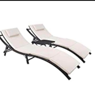 Sale Photo Thumbnail #188: Outdoor modern chaises pair 