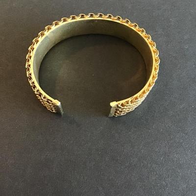 Sale Photo Thumbnail #25: Gold plated meshed open cuff bracelet Please see attached photos