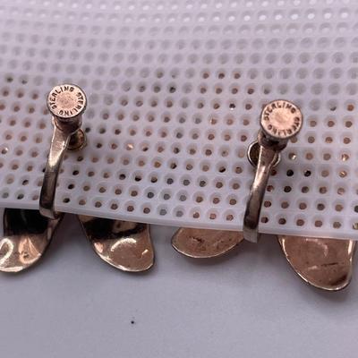 Stamped sterling vermeil bow screwback earrings