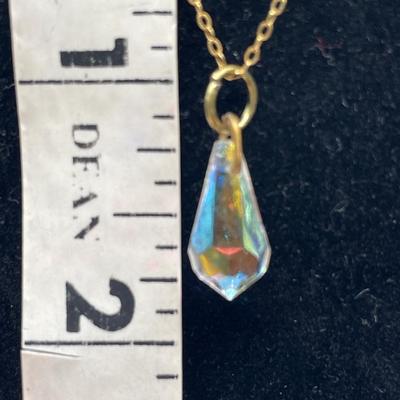 1/20 14k GF chain with Aurora borealis teardrop pendant