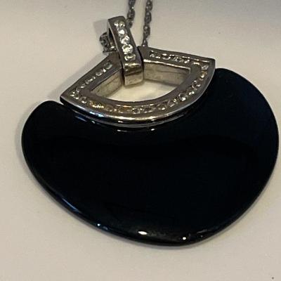 Black onyx and sterling necklace