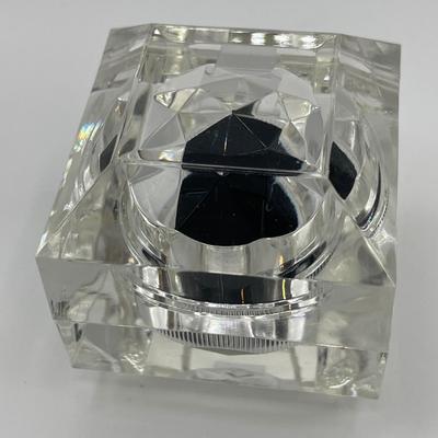 Clear lucite box with sterling CZ ring