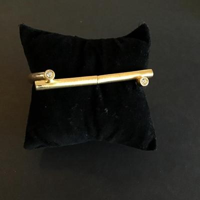 Sale Photo Thumbnail #201: Gold tone hinged Cuff Bracelet please see attached photos