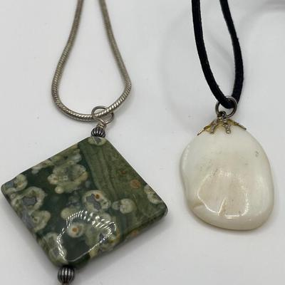 Kambaba Jasper and baroque pearl necklaces