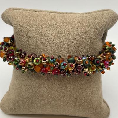 Vintage pins and Czech glass bead bracelet