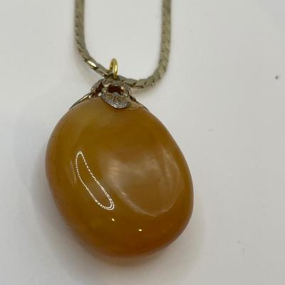 Butterscotch Baltic amber and Lia Sophia silver tone necklace