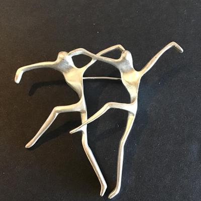 Sale Photo Thumbnail #43: Rare vintage AJC signed sterling silver abstract modernist figual dancers brooch Very nice
Please see attached photos