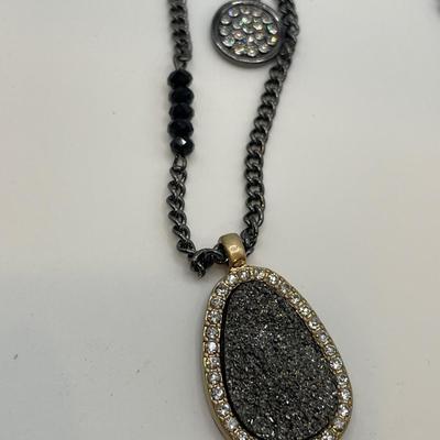 Zad hand blown glass pendant and Kenneth Cole druzy necklace