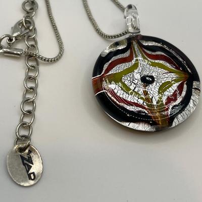 Zad hand blown glass pendant and Kenneth Cole druzy necklace