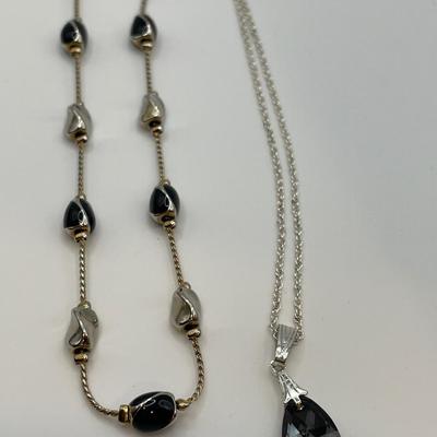 Black and silver tone necklaces