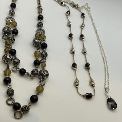 Black and silver tone necklaces