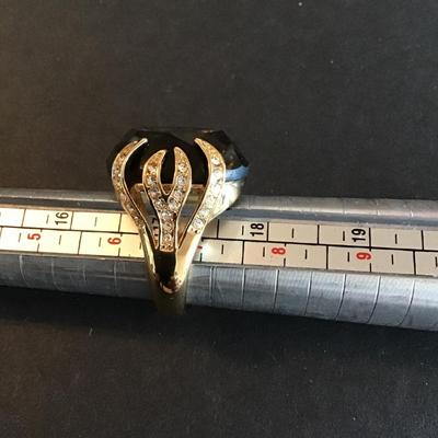 Sale Photo Thumbnail #90: Gorgeous Gold Tone Fashion ring with rhinestones please see attached photos